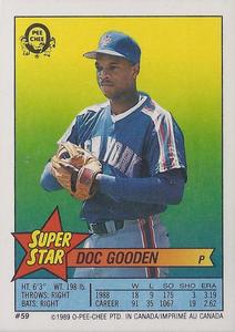 1989 O-Pee-Chee Stickers - Super Star Backs #59 Doc Gooden Front