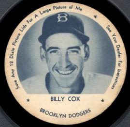 1952 Dixie Lids #NNO Billy Cox Front