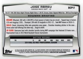 2014 Bowman - Chrome Prospects #BCP17 Jose Abreu Back