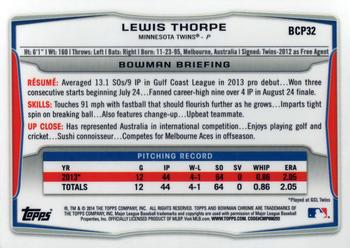 2014 Bowman - Chrome Prospects #BCP32 Lewis Thorpe Back