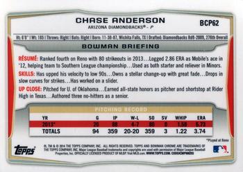 2014 Bowman - Chrome Prospects #BCP62 Chase Anderson Back
