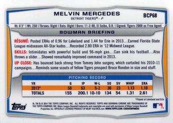 2014 Bowman - Chrome Prospects #BCP68 Melvin Mercedes Back