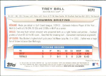2014 Bowman - Chrome Prospects #BCP2 Trey Ball Back