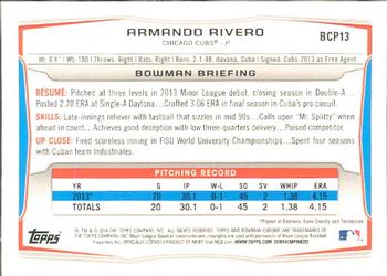 2014 Bowman - Chrome Prospects #BCP13 Armando Rivero Back
