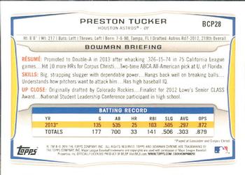 2014 Bowman - Chrome Prospects #BCP28 Preston Tucker Back