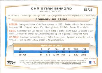 2014 Bowman - Chrome Prospects #BCP29 Christian Binford Back