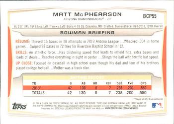 2014 Bowman - Chrome Prospects #BCP55 Matt McPhearson Back
