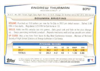 2014 Bowman - Chrome Prospects #BCP57 Andrew Thurman Back