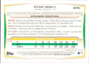 2014 Bowman - Chrome Prospects #BCP61 Ryon Healy Back