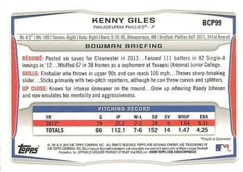 2014 Bowman - Chrome Prospects #BCP99 Kenny Giles Back