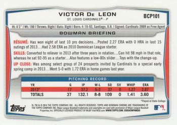2014 Bowman - Chrome Prospects #BCP101 Victor De Leon Back