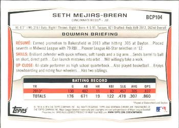 2014 Bowman - Chrome Prospects #BCP104 Seth Mejias-Brean Back