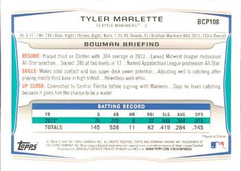 2014 Bowman - Chrome Prospects #BCP108 Tyler Marlette Back