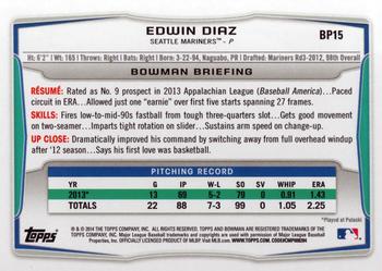2014 Bowman - Prospects #BP15 Edwin Diaz Back
