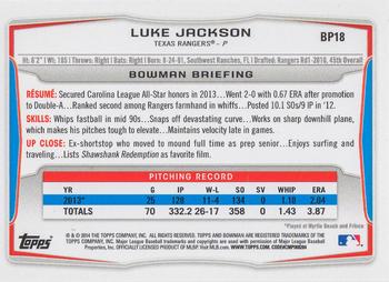 2014 Bowman - Prospects #BP18 Luke Jackson Back