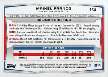 2014 Bowman - Prospects #BP37 Maikel Franco Back