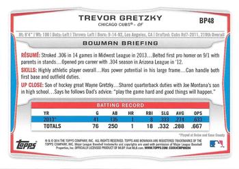 2014 Bowman - Prospects #BP48 Trevor Gretzky Back