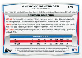 2014 Bowman - Prospects #BP67 Anthony Santander Back