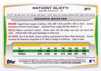 2014 Bowman - Prospects #BP77 Anthony Aliotti Back