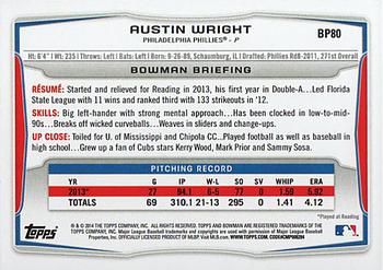 2014 Bowman - Prospects #BP80 Austin Wright Back