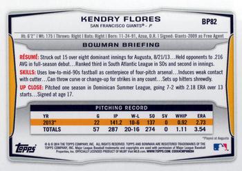 2014 Bowman - Prospects #BP82 Kendry Flores Back