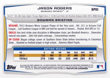 2014 Bowman - Prospects #BP83 Jason Rogers Back