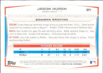 2014 Bowman - Prospects #BP1 Jason Hursh Back