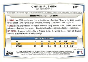 2014 Bowman - Prospects #BP22 Chris Flexen Back