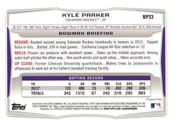 2014 Bowman - Prospects #BP23 Kyle Parker Back