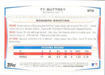 2014 Bowman - Prospects #BP30 Ty Buttrey Back