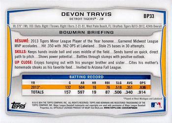 2014 Bowman - Prospects #BP33 Devon Travis Back
