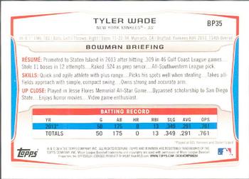 2014 Bowman - Prospects #BP35 Tyler Wade Back