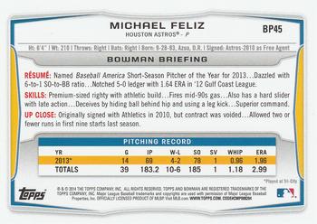 2014 Bowman - Prospects #BP45 Michael Feliz Back