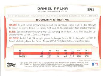 2014 Bowman - Prospects #BP63 Daniel Palka Back