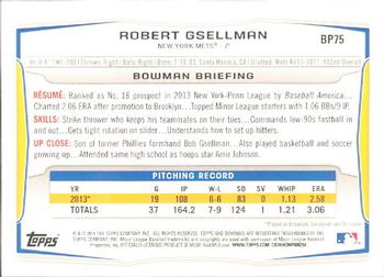 2014 Bowman - Prospects #BP75 Robert Gsellman Back