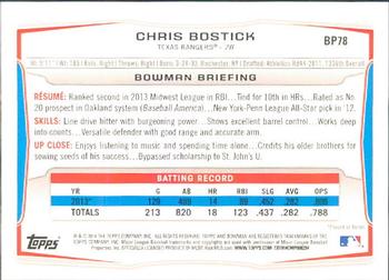 2014 Bowman - Prospects #BP78 Chris Bostick Back