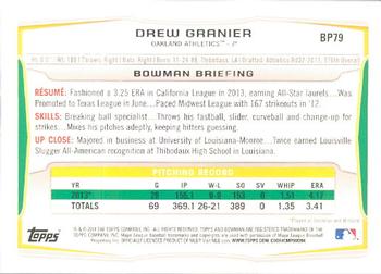 2014 Bowman - Prospects #BP79 Drew Granier Back