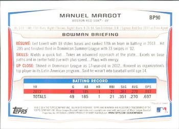 2014 Bowman - Prospects #BP90 Manuel Margot Back