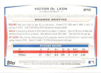 2014 Bowman - Prospects #BP101 Victor De Leon Back