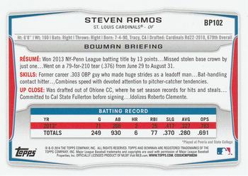 2014 Bowman - Prospects #BP102 Steven Ramos Back