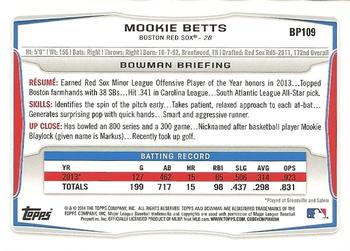 2014 Bowman - Prospects #BP109 Mookie Betts Back