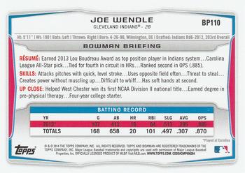 2014 Bowman - Prospects #BP110 Joe Wendle Back