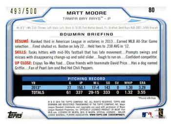 2014 Bowman - Blue #80 Matt Moore Back