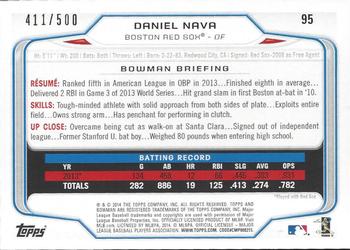 2014 Bowman - Blue #95 Daniel Nava Back