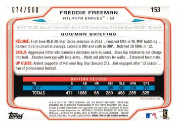 2014 Bowman - Blue #153 Freddie Freeman Back