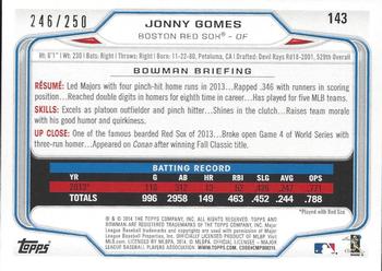 2014 Bowman - Orange #143 Jonny Gomes Back