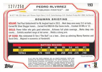 2014 Bowman - Orange #193 Pedro Alvarez Back