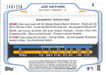 2014 Bowman - Orange #8 Joe Nathan Back