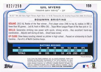 2014 Bowman - Orange #159 Wil Myers Back