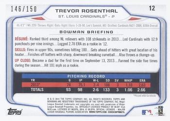 2014 Bowman - Green #12 Trevor Rosenthal Back